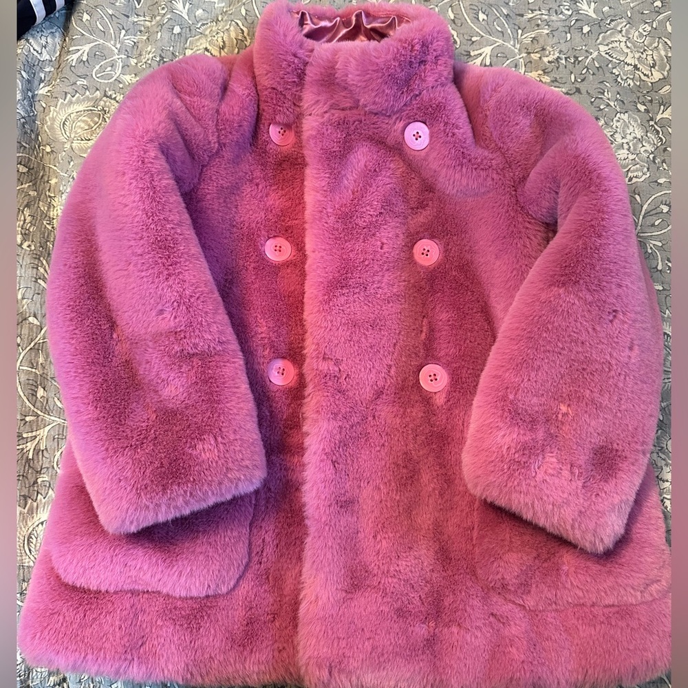 J. Crew girls faux fur coat EUC size 6-7